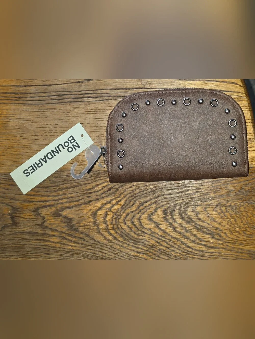 No Boundaries Women's Fashion Moto Rounded Wallet In Brown  NWT